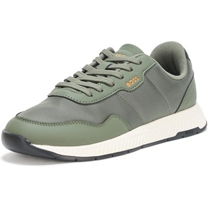 BOSS Men’s Leather Mix Low Top Sneaker(Juniper)