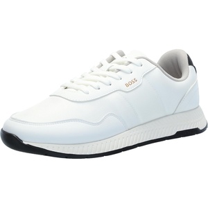 BOSS Men’s Leather Mix Low Top Sneaker(Lychee White)