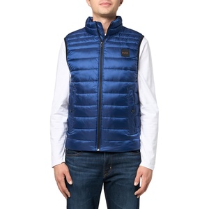 BOSS Men’s Lightweight Nylon Patch Logo Puffer Vest(Blue Sapphire)
