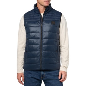 BOSS Men’s Lightweight Nylon Patch Logo Puffer Vest(Deep Navy Blue)
