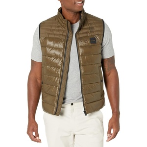 BOSS Men’s Lightweight Nylon Patch Logo Puffer Vest(Shiny Green Wood)