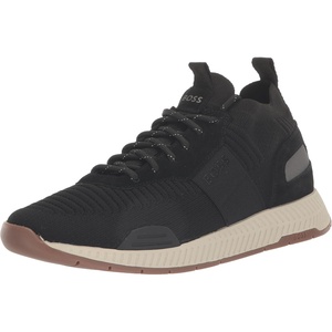 BOSS Men’s Mesh Mix Running Sneakers(Charcoal Black/Stormy Black)