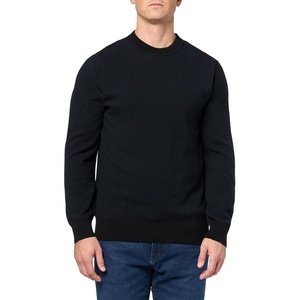 BOSS Men’s Microstitch Cotton Blend Sweater(Black Currant)