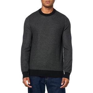 BOSS Men’s Mock Turtle Cotton Blend Sweater(Pitch Black)