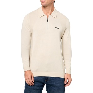 BOSS Men’s Momentum Quarter Zip Knit Sweater(Peyote Beige)