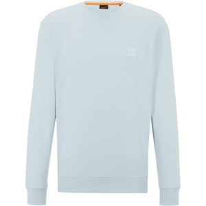 BOSS Men’s Patch Logo French Terry Pullover Cotton Sweatshirt(Artic Blue)