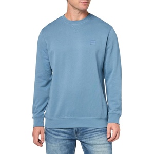 BOSS Men’s Patch Logo French Terry Pullover Cotton Sweatshirt(Blue Dust)
