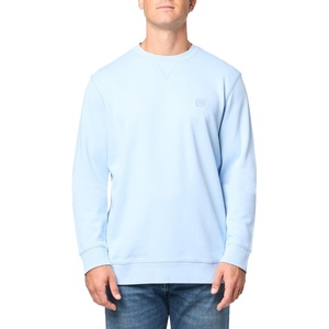 BOSS Men’s Patch Logo French Terry Pullover Cotton Sweatshirt(Chambray Blue)