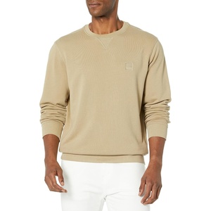 BOSS Men’s Patch Logo French Terry Pullover Cotton Sweatshirt(Coriander Beige)