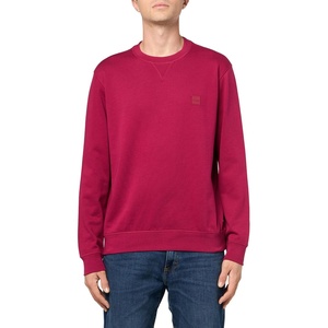 BOSS Men’s Patch Logo French Terry Pullover Cotton Sweatshirt(Crimson Red)