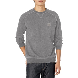 BOSS Men’s Patch Logo French Terry Pullover Cotton Sweatshirt(Fog Grey)