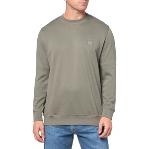 BOSS Men’s Patch Logo French Terry Pullover Cotton Sweatshirt(Fossil Grey)