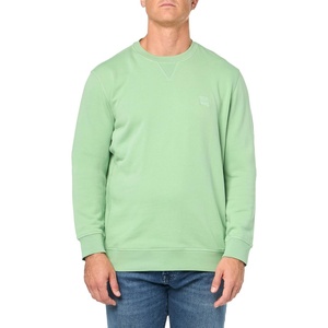 BOSS Men’s Patch Logo French Terry Pullover Cotton Sweatshirt(Green Bouquet)