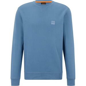 BOSS Men’s Patch Logo French Terry Pullover Cotton Sweatshirt(Light Chambray Blue)