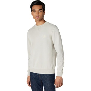 BOSS Men’s Patch Logo French Terry Pullover Cotton Sweatshirt(Light Dove Grey)