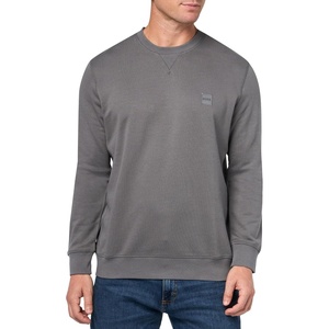 BOSS Men’s Patch Logo French Terry Pullover Cotton Sweatshirt(Mushroom Grey)
