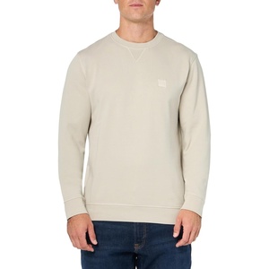 BOSS Men’s Patch Logo French Terry Pullover Cotton Sweatshirt(Stone Beige)