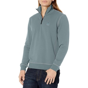 BOSS Men’s Patch Logo French Terry Quarter Zip Cotton Sweatshirt(Goblin Green)