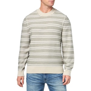 BOSS Men’s Small Block Stripe Wool Blend Sweater(Dark Dust)