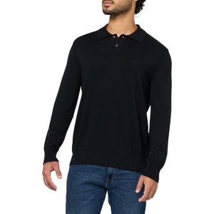 BOSS Men’s Small Logo Wool Blend Sweater(Black Gloss)