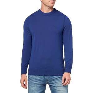 BOSS Men’s Small Logo Wool Blend Sweater(Blue Sapphire)