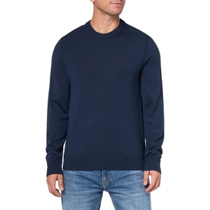 BOSS Men’s Small Logo Wool Blend Sweater(Blueberry Blue)