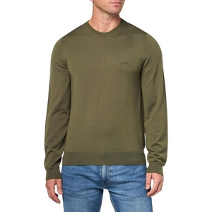 BOSS Men’s Small Logo Wool Pullover Sweater(Spinach Green)