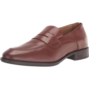 BOSS Men’s Smooth Leather Penny Loafer(Dark Chestnut)