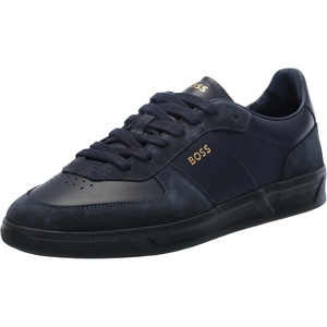 BOSS Men’s Soft Leather Block Logo Low Top Sneaker(Blueberry Blue)