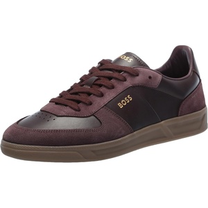BOSS Men’s Soft Leather Block Logo Low Top Sneaker(Plum Purple)
