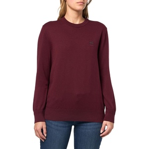 BOSS Men’s Square Logo Cotton Blend Knit Sweater(Henna)