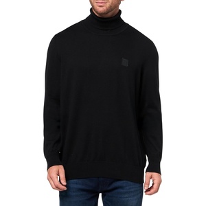 BOSS Men’s Square Logo Cotton Blend Turtle Neck Sweater(Black Olive)