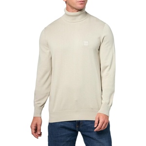 BOSS Men’s Square Logo Cotton Blend Turtle Neck Sweater(Dark Dust)