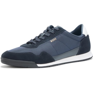 BOSS Men’s Titanium Low Profile Leather Sneaker(Clean Navy)