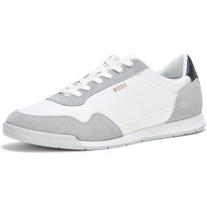 BOSS Men’s Titanium Low Profile Leather Sneaker(White Ivory)