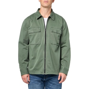 BOSS Men’s Twill Cargo Pocket Zip Up Overshirt(Cucumber Green)