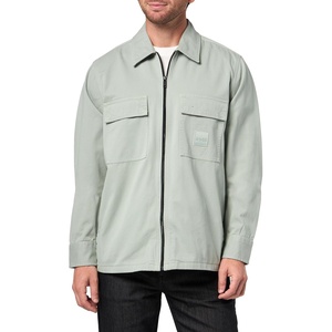 BOSS Men’s Twill Cargo Pocket Zip Up Overshirt(Slate Green)