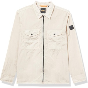BOSS Men’s Zip Up Button Pocket Overshirt(Navajo Cream)
