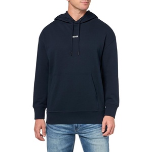 BOSS mens Center Logo French Terry Hooded Sweatshirt(Navy Dust)