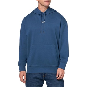BOSS mens Center Logo French Terry Hooded Sweatshirt(Pacific Blue)